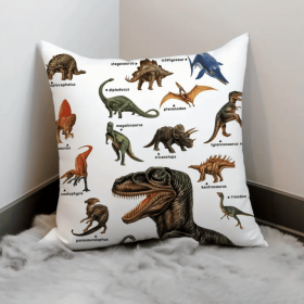 Wild Dinosaur Pillow Cover - Animal Dinosaur Pillowcase Tyrannosaurus Rex Brachiosaurus Dinosaur Pillowcase Square 18x18 Suitable For Boys' Room Home