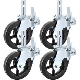 VEVOR 4 Pack Scaffolding Caster Wheels 8 x 2 Inch with Dual Locking Rubber Swivel Caster 360 Degrees Heavy Duty Casters 1100LBS Capacity per Wheel
