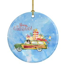 Merry Christmas Bernese Mountain Dog Ceramic Ornament Christmas Tree Hanging Decorations for Home Christmas Holiday, Party, Gift, 3 in, Multicolo
