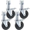 VEVOR 4 Pack 5Inch Scaffolding Rubber Swivel Caster Wheels with Dual Locking Heavy Duty Casters 1.25Inch Square Stem 440LBS Capacity per Wheel
