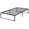 Bed Frame Metal Platform Mattress Foundation with Steel Slat Support, No Box Spring Needed, Easy Assembly, Black(No shipment on weekends)