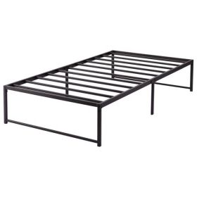 Bed Frame Metal Platform Mattress Foundation with Steel Slat Support, No Box Spring Needed, Easy Assembly, Black(No shipment on weekends)