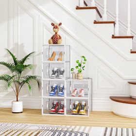 White, Big Size, 6PCS, 36*28*21cm, Shoe Box, Plastic Mesh, Freely Combinable