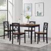 Eco-Friendly Solid Wood Dining Set - Sustainable Home & Restaurant Furniture with Black Metal Accents, Dark Brown