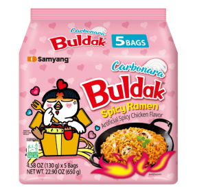 Samyang Spicy Chicken Noodle Carbonara Flavor Ramen, 4.58 oz, 5 Pack