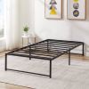 Bed Frame Metal Platform Mattress Foundation with Steel Slat Support, No Box Spring Needed, Easy Assembly, Black(No shipment on weekends)