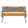 49" Garden Bench Patio Porch Chair Deck Hardwood Cast Iron Love Seat Weave Style Back