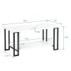 D&N Coffee Table, 2 Layers 1.5cm Thick Marble MDF Rectangle 39.37" L Tabletop Iron Coffee Table , Dining Room, Coffee Shop, Resterant, White Top