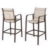 2pcs Wrought Iron Brown Frame Beige Cloth Surface Garden Bar Chair RT
