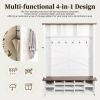 ON-TREND Farmhouse 4-in-1 Hall Tree with 6 Hooks, Practical Walnut Entryway Bench with Adjustable Shelves