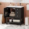 30 Inch Transitional Style Bathroom Vanity Cabinet Combo with Ceramic Sink,Soft Close Door