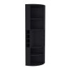 71" Corner Bar Cabinet with Five Shelves, Eight Bottle Cubbies and Stemware,Black