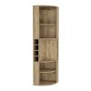 Oban Corner Bar Cabinet with Five Shelves , Eight Bottle Cubbies and Steamware Macadamia