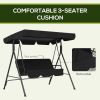 Outsunny 3-Seat Outdoor Patio Swing Chair with Removable Cushion, Steel Frame Stand and Adjustable Tilt Canopy for Patio, Garden, Poolside, Balcony
