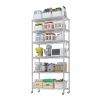 Heavy Duty Storage Shelves 78.74" H Wire Shelving Unit with Wheels 1200LBS NSF Metal Shelves for Storage Adjustable Garage Storage Rack Pantry Shelf C
