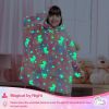 RAINBEAN Glow in The Dark Wearable Blanket Hoodie for Kid, Oversized Hooded Wearable Blanket Sherpa