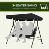 Outsunny 3-Seat Outdoor Patio Swing Chair with Removable Cushion, Steel Frame Stand and Adjustable Tilt Canopy for Patio, Garden, Poolside, Balcony