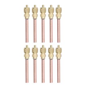 10Pcs 1/4SAE HVAC Filling Access Valves Air Conditioner Brass Check Valve for R22 R12 R134 (Option: as picture)