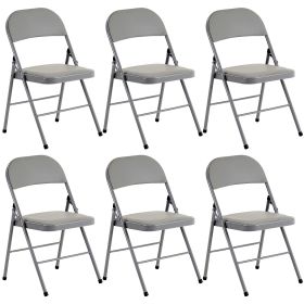 6PCS Plastic Outdoor Folding Chair with 330 lbs Weight Capacity Comfortable Activity Chair - Lightweight Folding Chair for Indoor and Outdoor Dining P (Color: Gray)