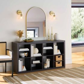8-Cube Organizer with 4 H-Shelf Inserts (Color: Tobacco Oak)