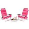 2-Pack Folding Backpack Beach Chair Table Set 5-Position Outdoor Reclining Chair Pattern