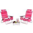 2-Pack Folding Backpack Beach Chair Table Set 5-Position Outdoor Reclining Chair Pattern (Color: )