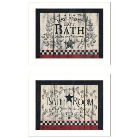 "Hot Bath" 2-Piece Vignette by Linda Spivey, White Frame (Color: as Pic)