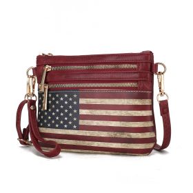 MKF Collection Alisson Vegan Leather Women FLAG Crossbody-Wristlet Bag by Mia K (Color: Burgundy, Material: Vegan Leather)