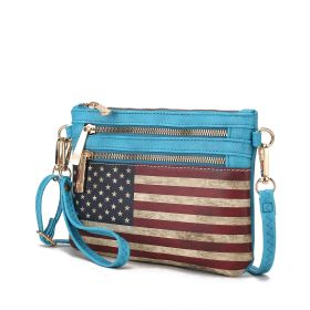 MKF Collection Alisson Vegan Leather Women FLAG Crossbody-Wristlet Bag by Mia K (Color: Turquoise, Material: Vegan Leather)