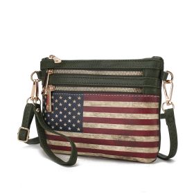 MKF Collection Alisson Vegan Leather Women FLAG Crossbody-Wristlet Bag by Mia K (Color: Green, Material: Vegan Leather)