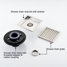 6 Inch Square Shower Floor Drain (Color: as Pic)