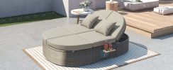 TOPMAX Outdoor Sun Bed Patio 2-Person Daybed with Cushions and Pillows