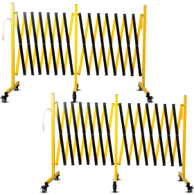Metal Expandable Barricade,Folding Security Gate Safety Barrier with Casters,Mobile Barrier Gate, Adjustable Traffic Fence for Road Construction (size: 23Ft*2)