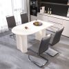 63 "medieval modern cream style MDF dining table and PU armless dining chair set 4. Assemble Desktop and Silver plated metal leg dining chair set