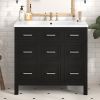 36" Bathroom Vanity Cabinet with Resin Integrated Sink - 4 Drawers, 2 Doors