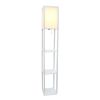 Floor Lamp Etagere Organizer Storage Shelf with Linen Shade