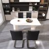 63 "medieval modern cream style MDF dining table and PU armless dining chair set 4. Assemble Desktop and Silver plated metal leg dining chair set