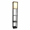 Floor Lamp Etagere Organizer Storage Shelf with Linen Shade